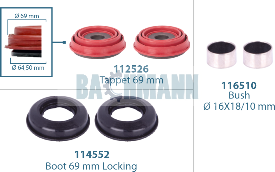 Caliper Tappet Repair Kit 69 mm (Locking Boot)