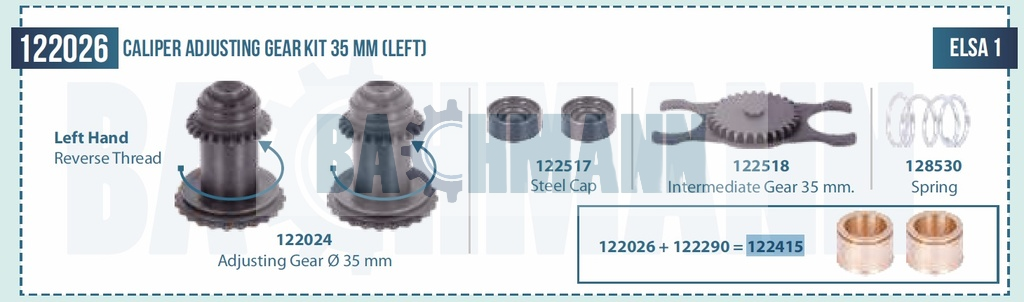 Caliper Adjusting Gear Kit 35 mm (Left) 