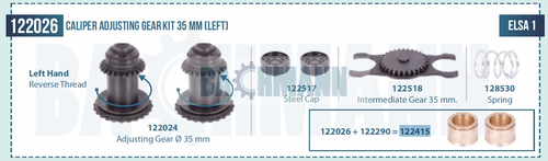 [122415] Caliper Adjusting Gear Kit 35 mm (Left) 