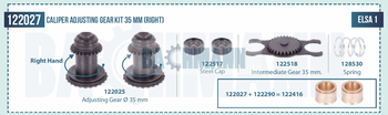 [122416] Caliper Adjusting Gear Kit 35 mm (Right) 