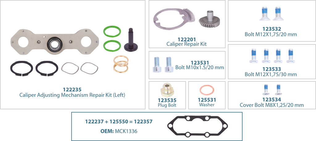 Caliper Mechanism Repair Kit (Left) 